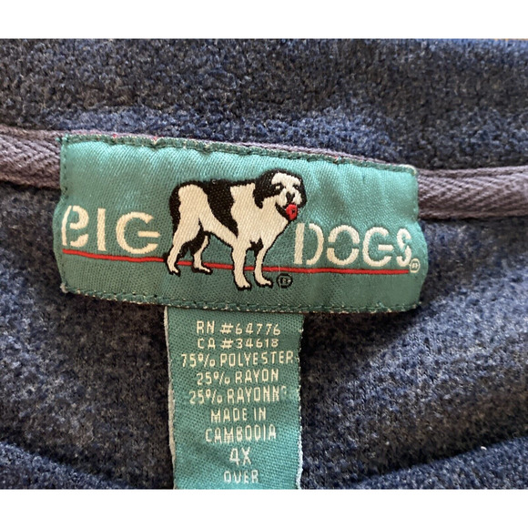 Vintage 90s Big Dogs Thermal Fleece Sweatshirt Blue 4x - Picture 2 of 6